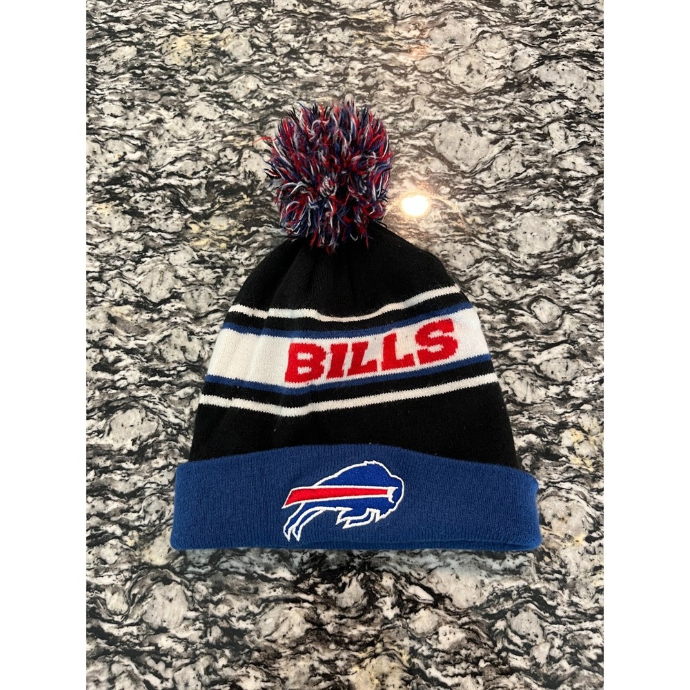 Buffalo Bills Football NFL Beanie Cap Multicolor Pom Pom Cuffed Knitted Warm
